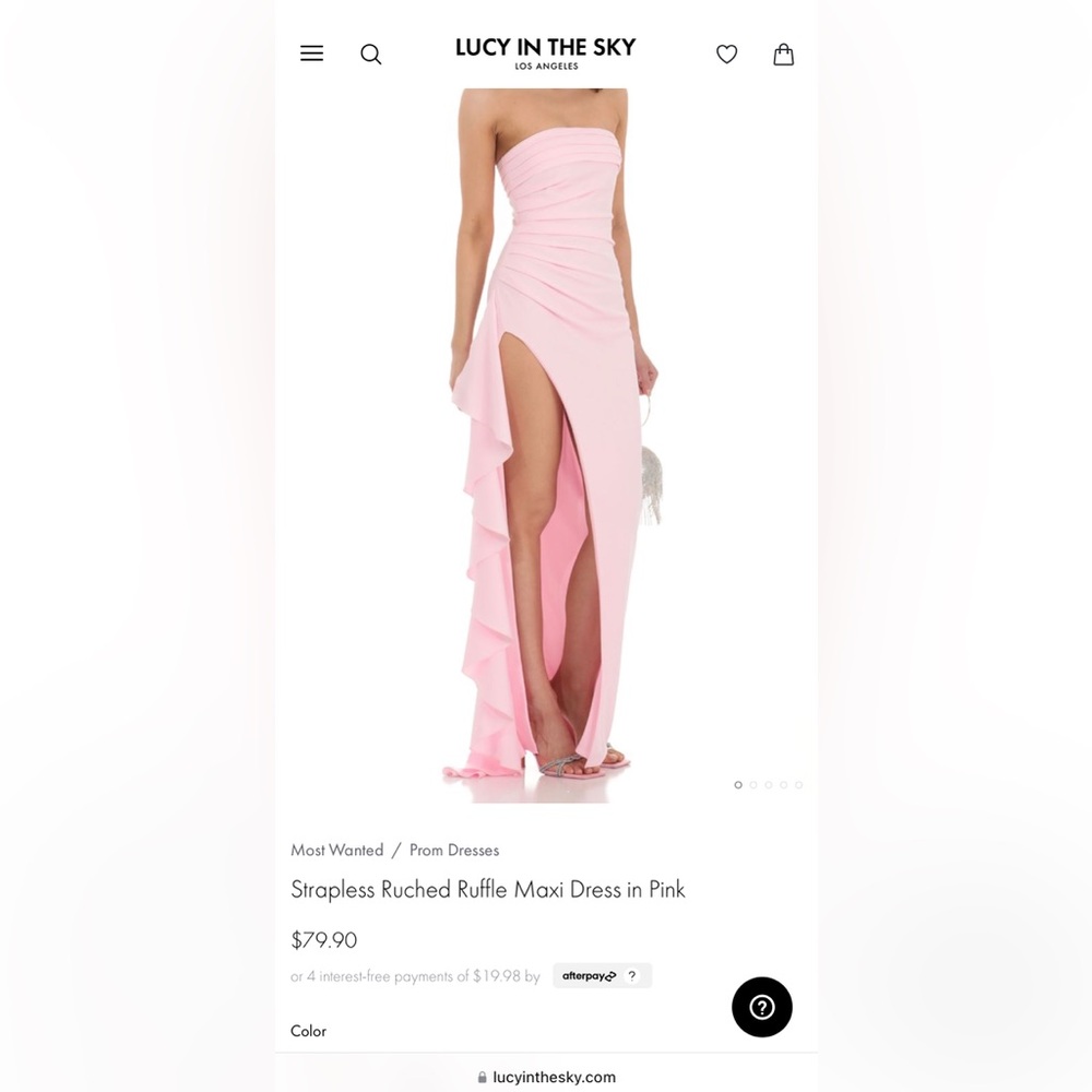 Lucy in the Sky Pink Strapless Slit Gown